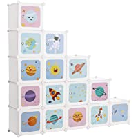 SONGMICS Armario Modular Infantil de 15 Cubos- Organizador Modular para niños- Estantes de Cubo de plástico- con Puertas…